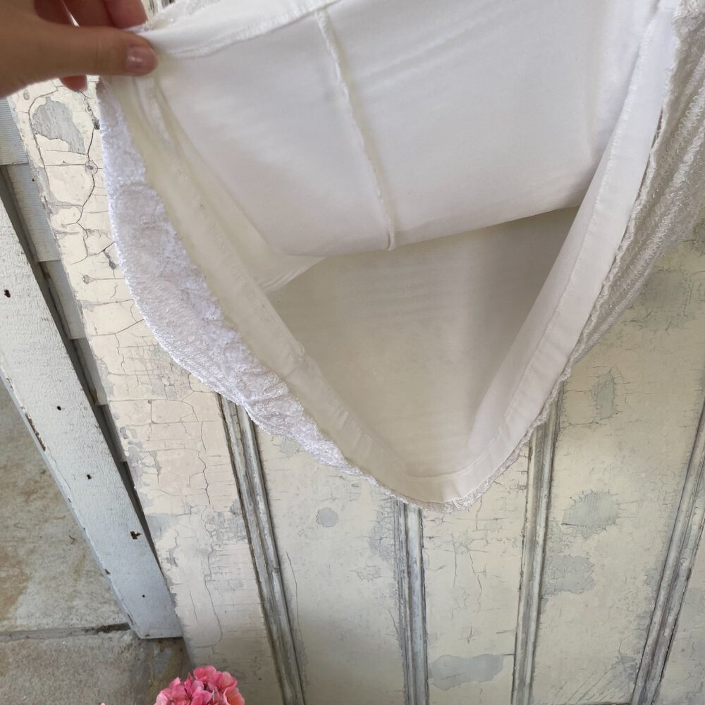 Vintage Veronica De Laurentiis Lacey White Mini Dress (Large) - Picture 12 of 12